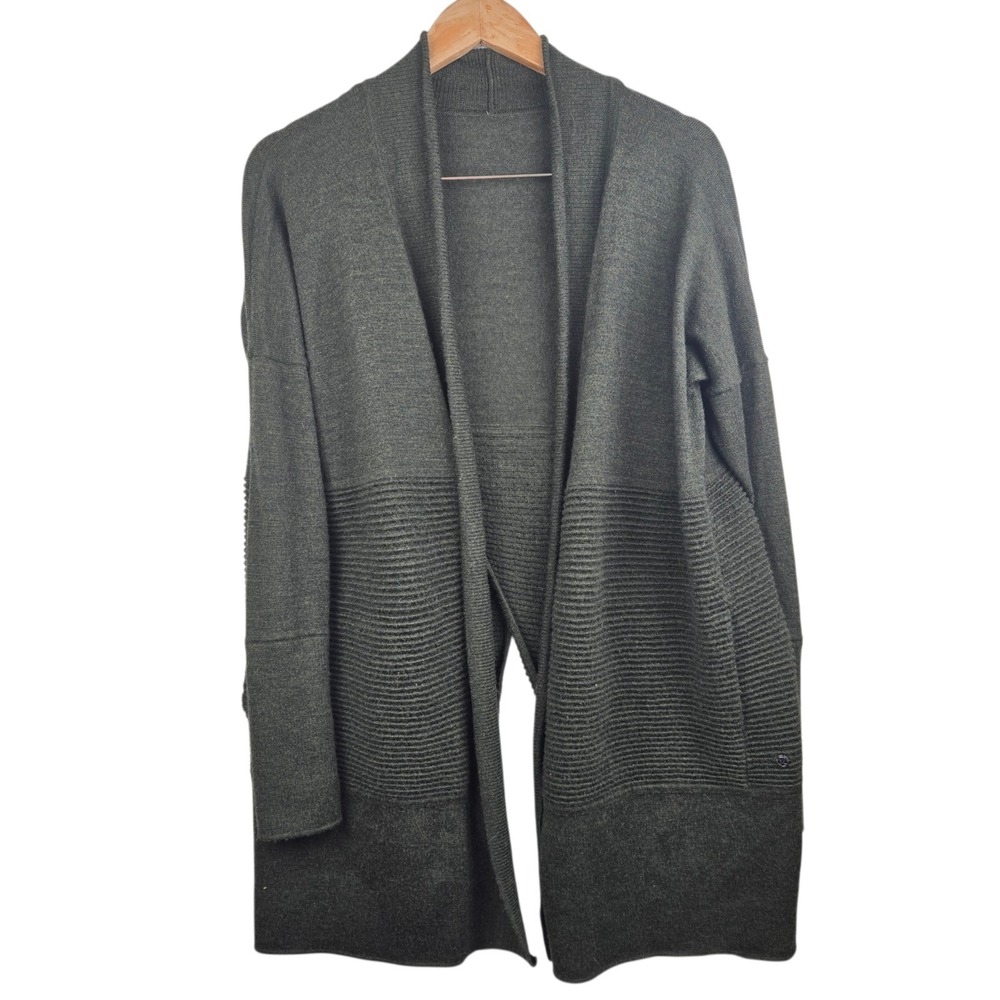 Lululemon Cardigan Dark Olive Green Open Front Wool Blend Wrap